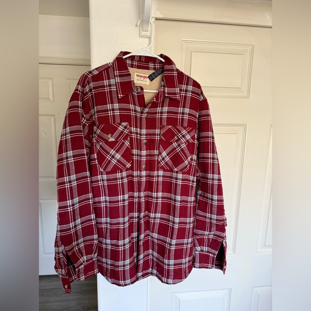 Wrangler Burgundy Plaid Casual Shirt